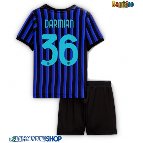 Maglie da calcio Inter Milan Matteo Darmian #36 Prima Maglia Bambino 2025-26 Manica Corta + Pantaloni corti)